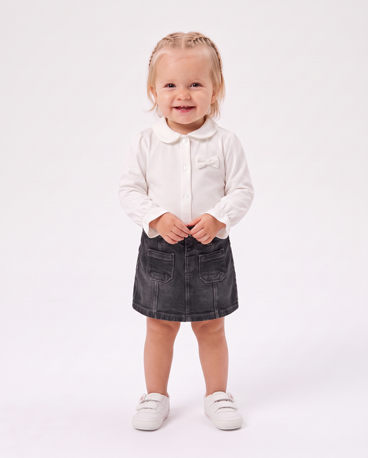 Camicia con fiocchetto sul cuore - Bianco