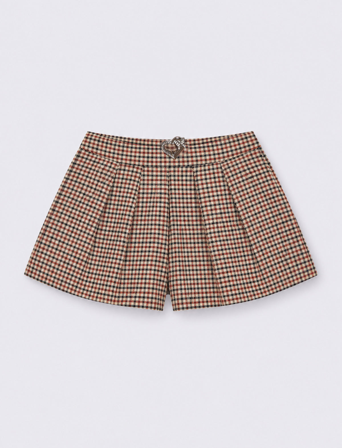 Shorts ampi a quadretti con cintura gioiello - Fantasia