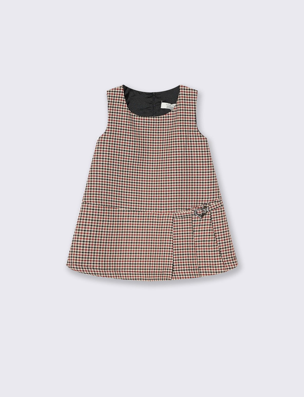 Lined checked dress with jewel detail - Multicolor