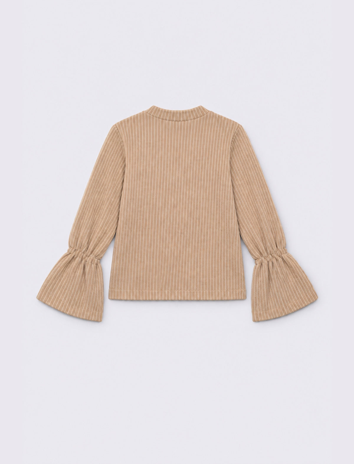 Maglioncino girocollo a righe da bambina. - Beige