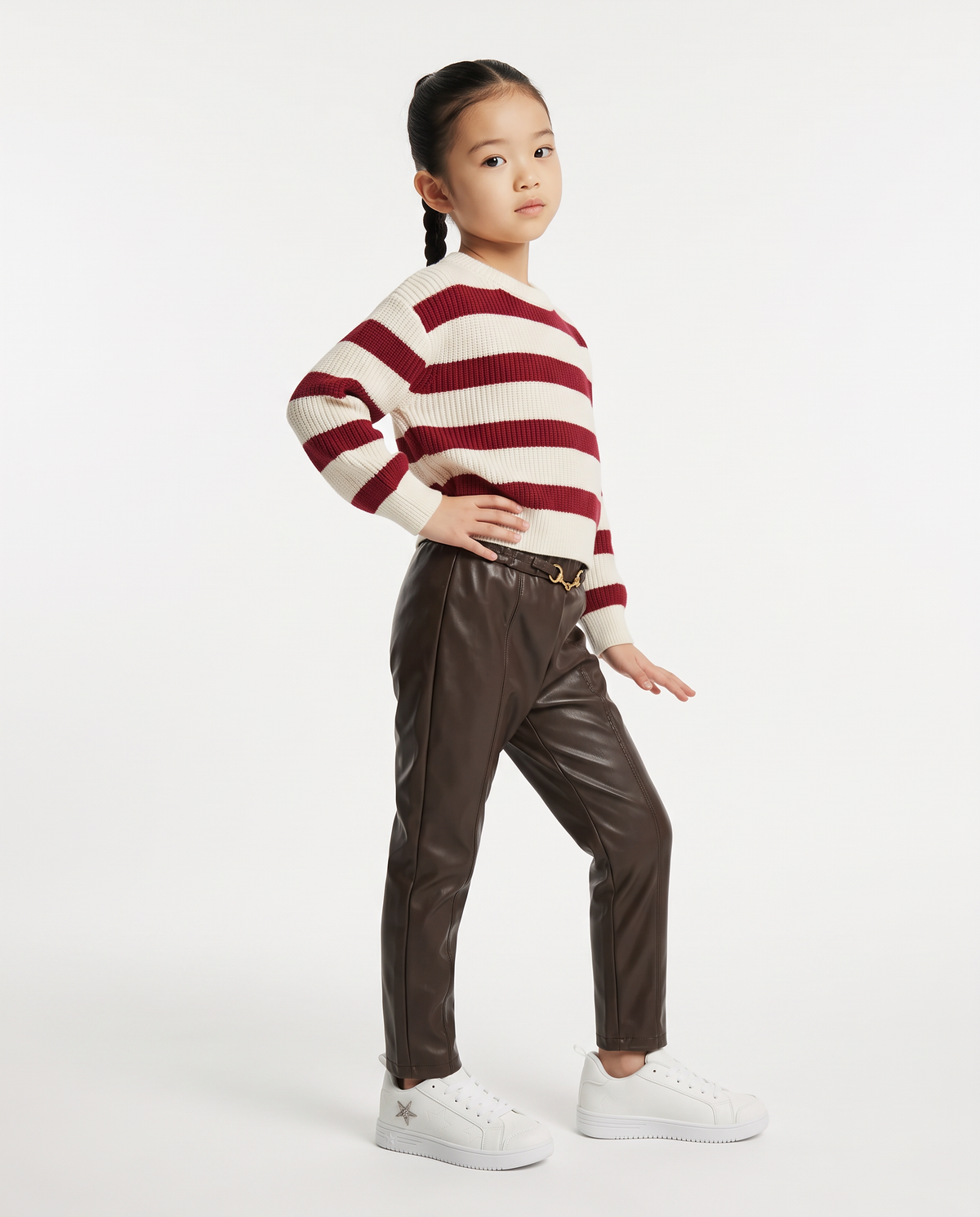 Leggings with belt strap and buckle - Brown