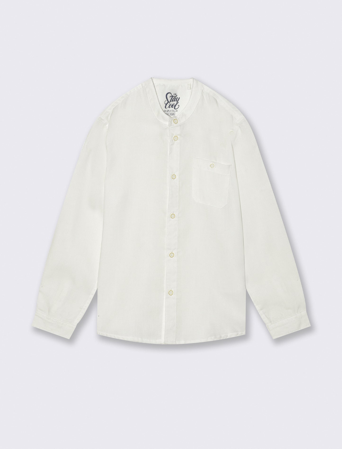 Camicia manica lunga in misto cotone - Bianco latte