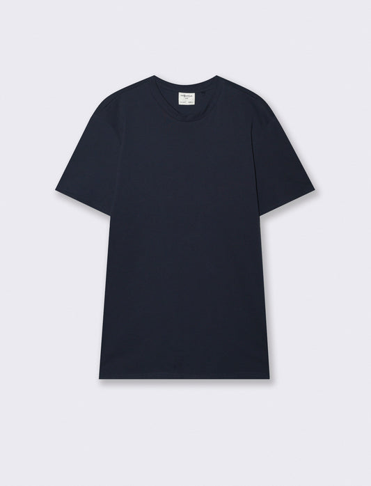 Premium cotton crew neck T-shirt short sleeves - Blue