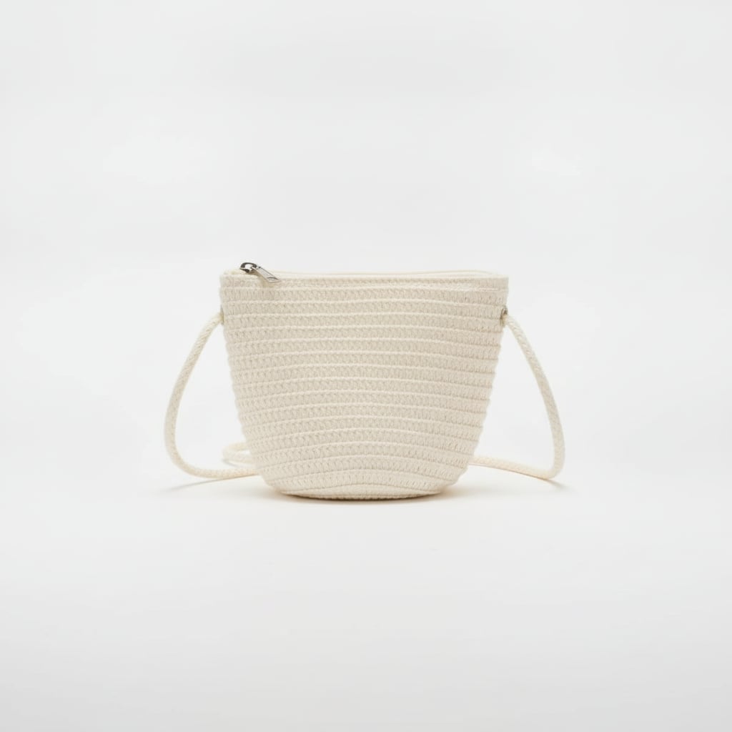 Borsa bambina con ciliege in paglia - Bianco