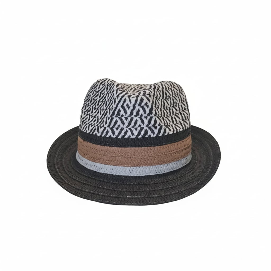 Cappello bambino in paglia bicolor - Nero