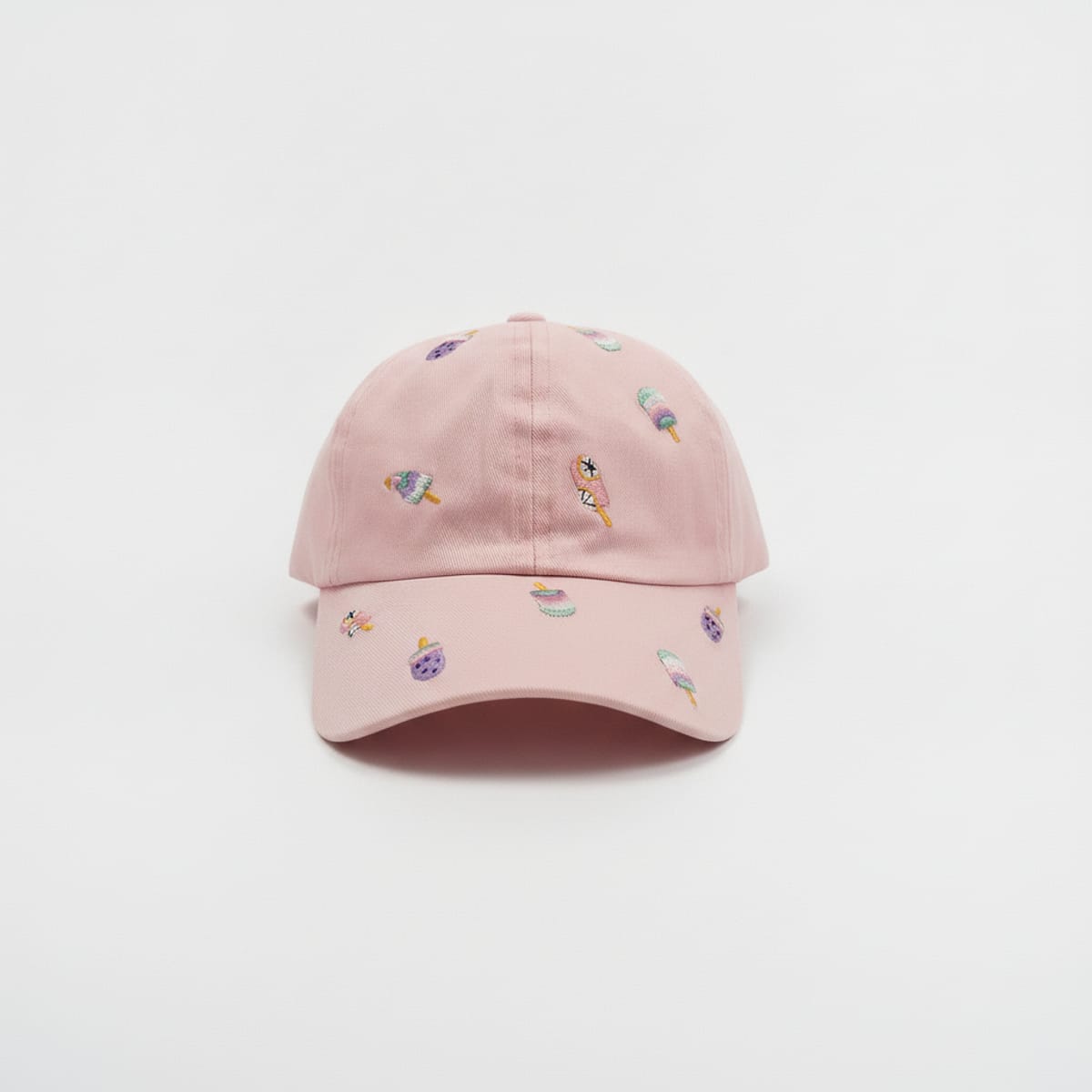 Cappello bambina baseball ricami gelatini e fragole - Rosa
