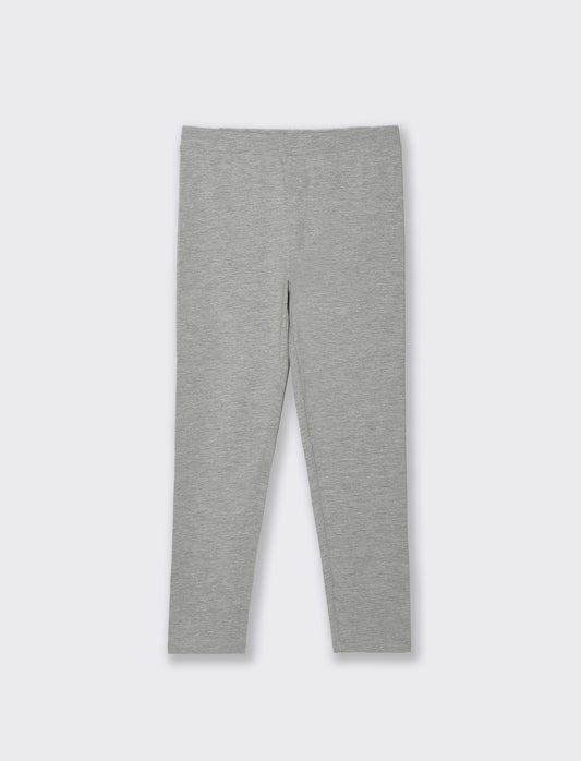 Leggings in cotone elasticizzato per bambina - Grigio mel.