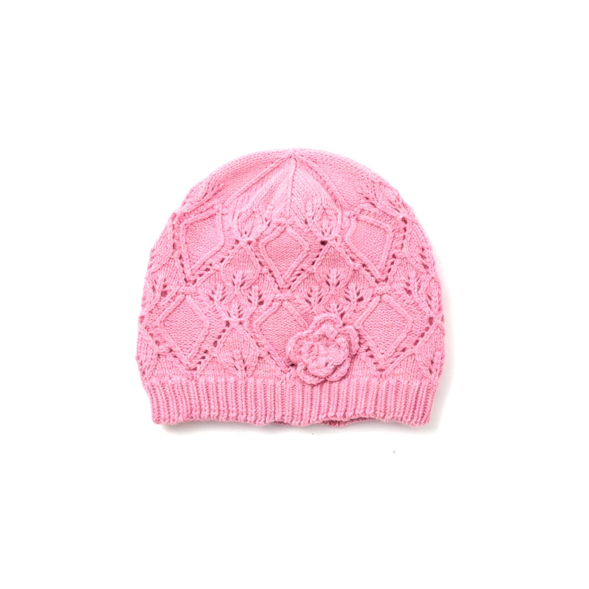 Cappello neonata cuffia uncinetto con fiore - Rosa
