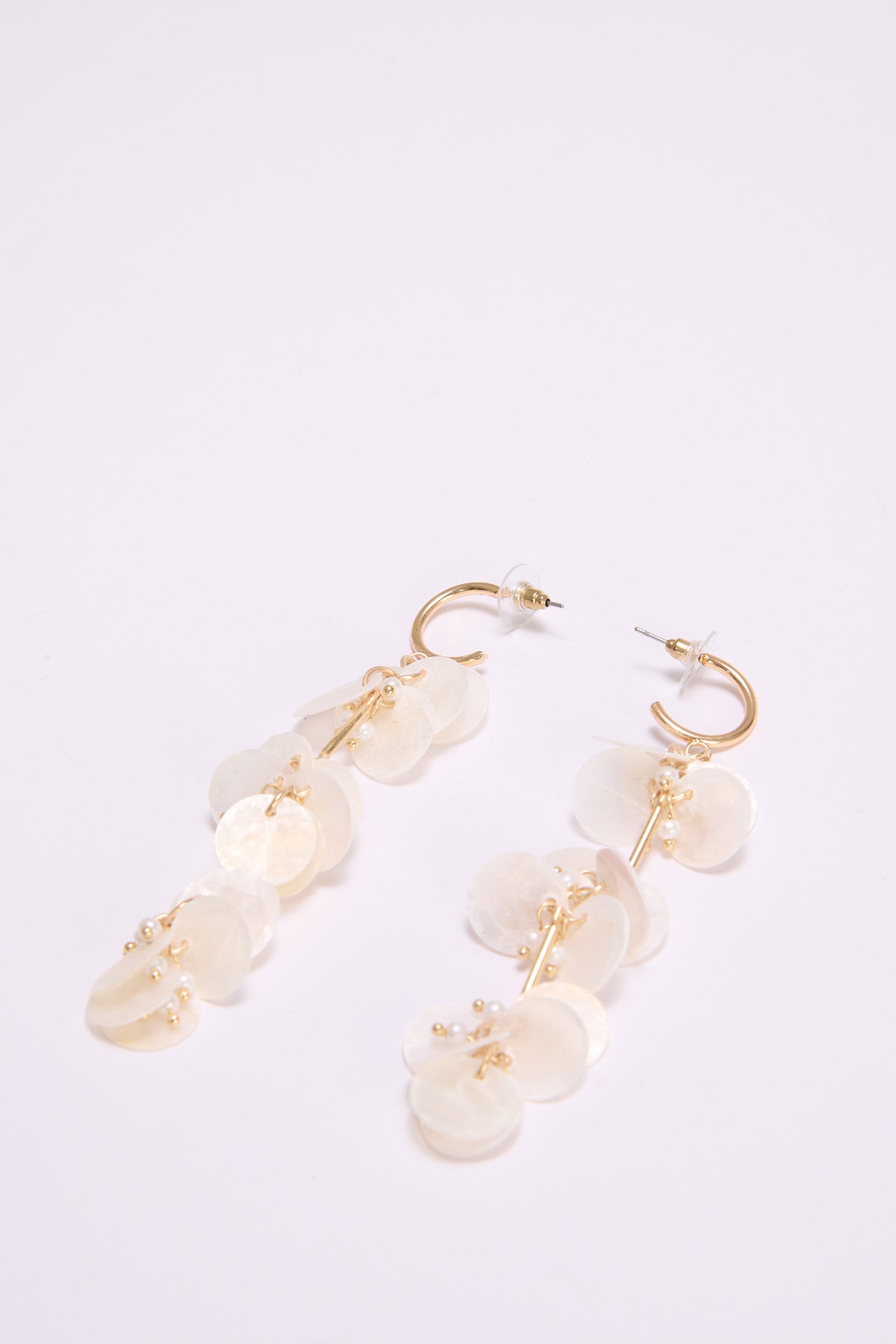 Orecchini donna pendente madreperla cerchi - Bianco