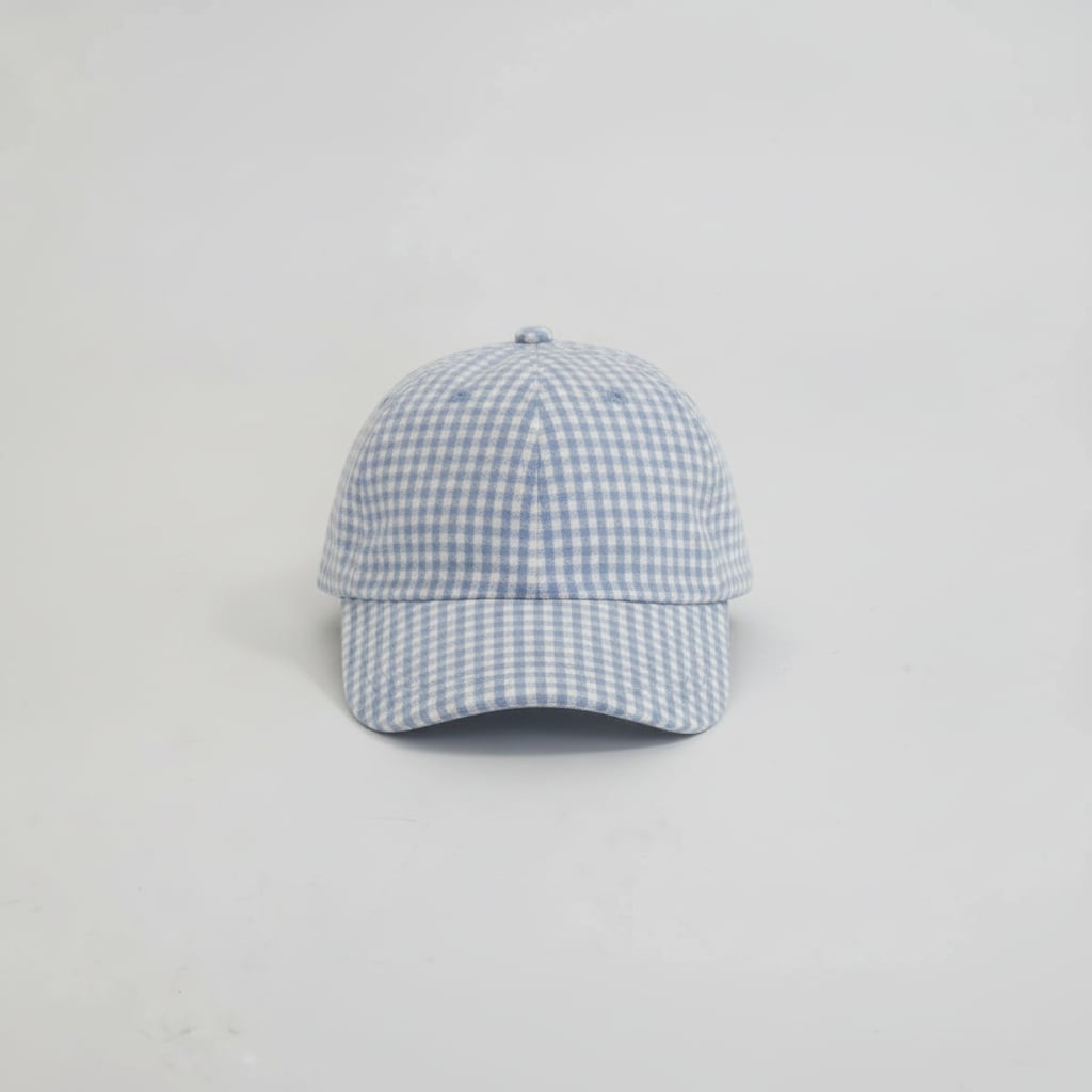 Cappello bambina vichy con fiocco - Azzurro