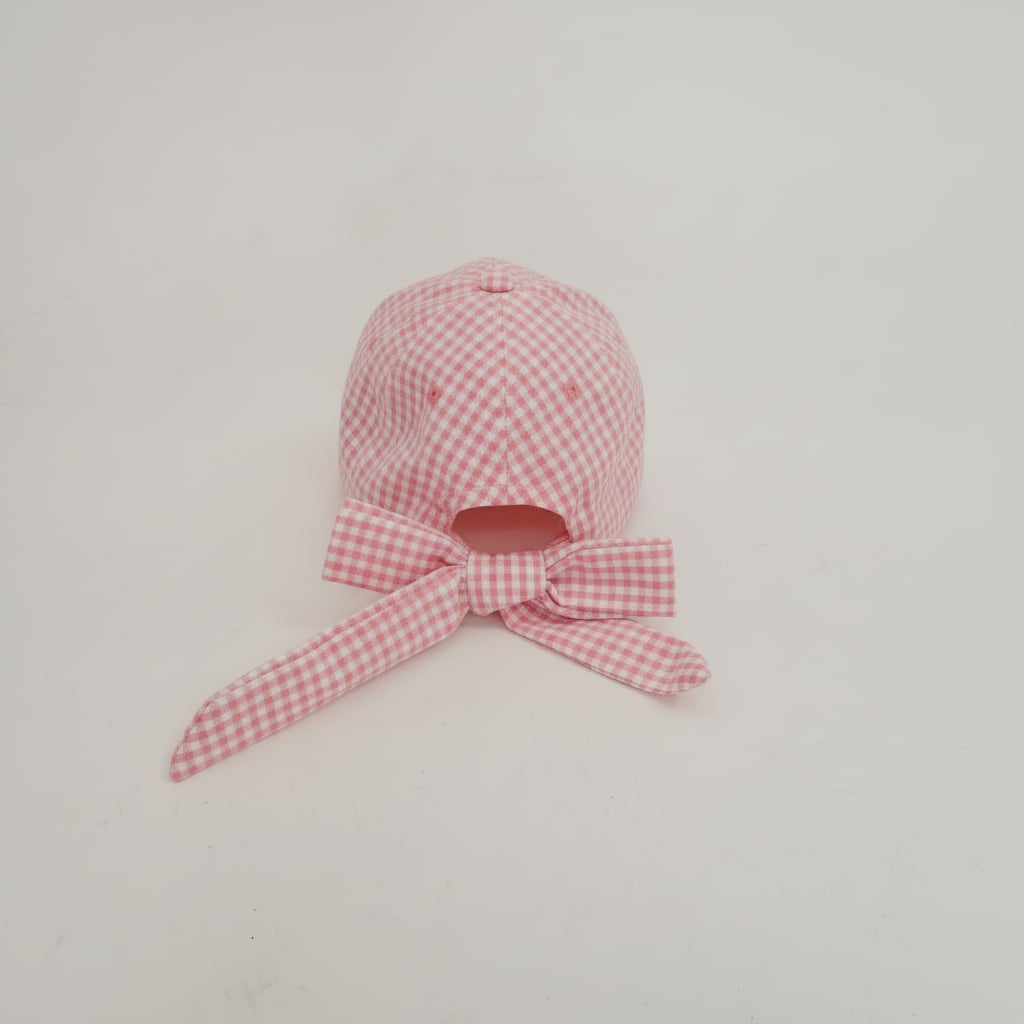 Cappello bambina vichy con fiocco - Rosa