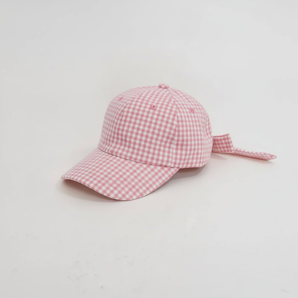 Cappello bambina vichy con fiocco - Rosa