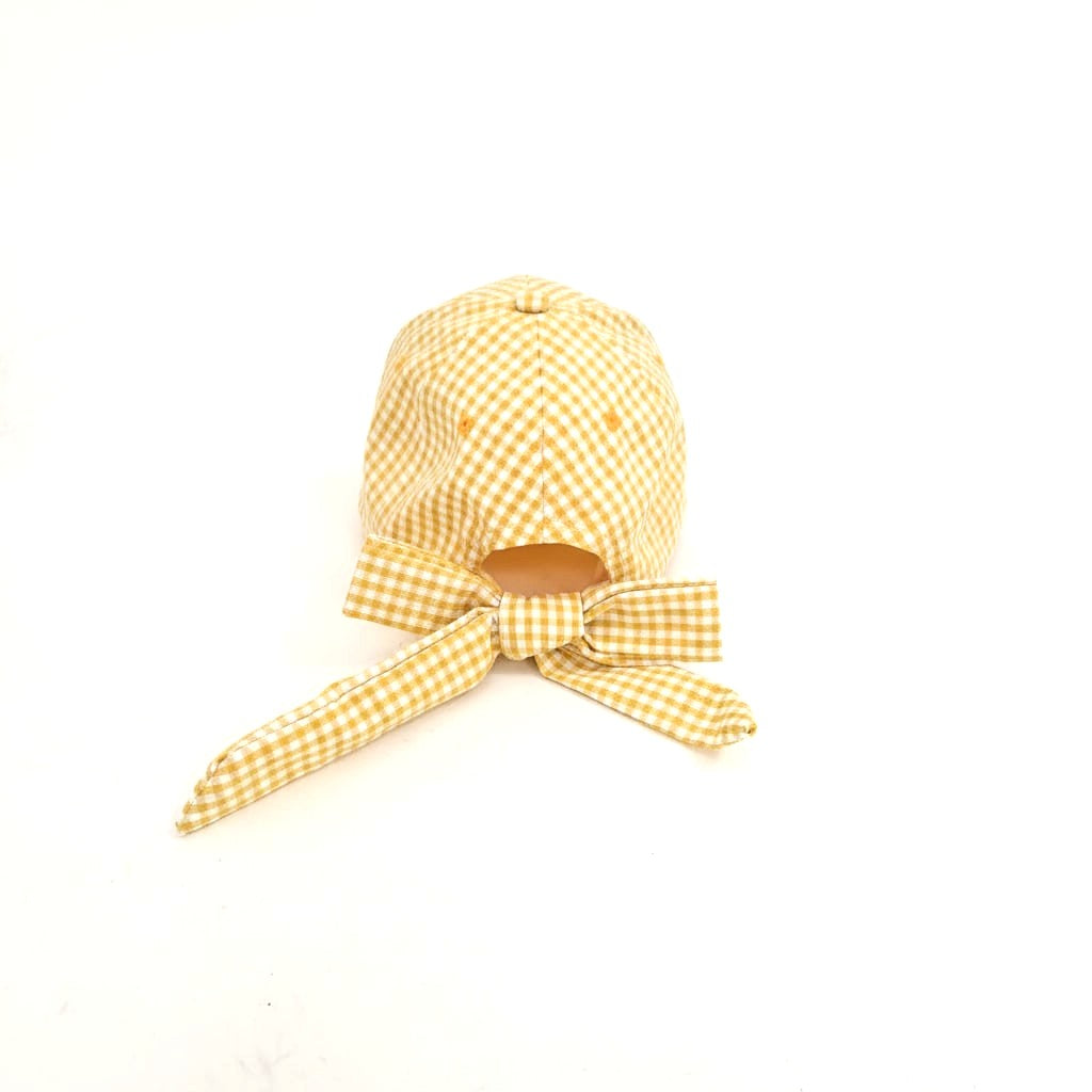 Cappello bambina vichy con fiocco - Beige