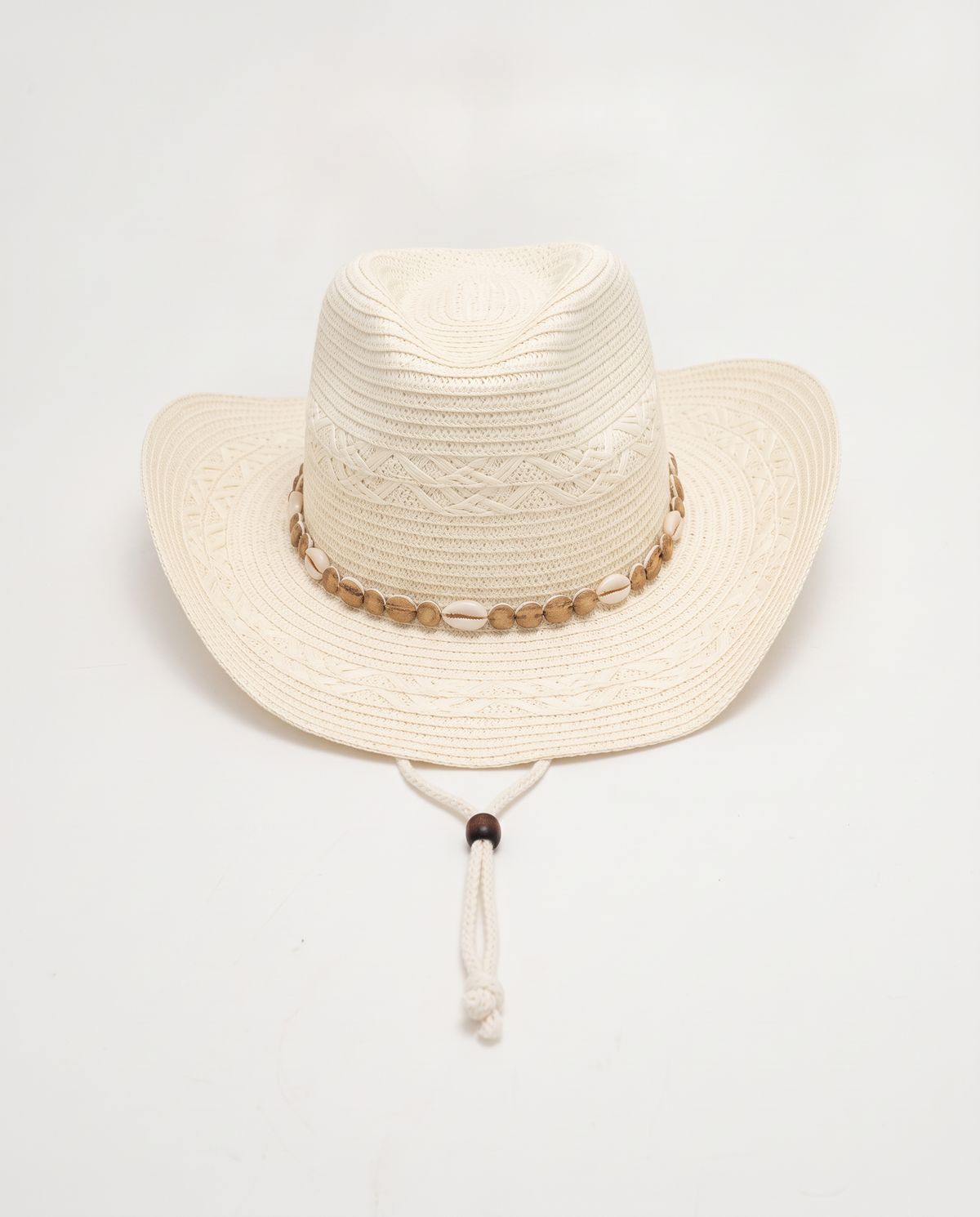Cappello donna cowboy paglia con conchigliette - Bianco