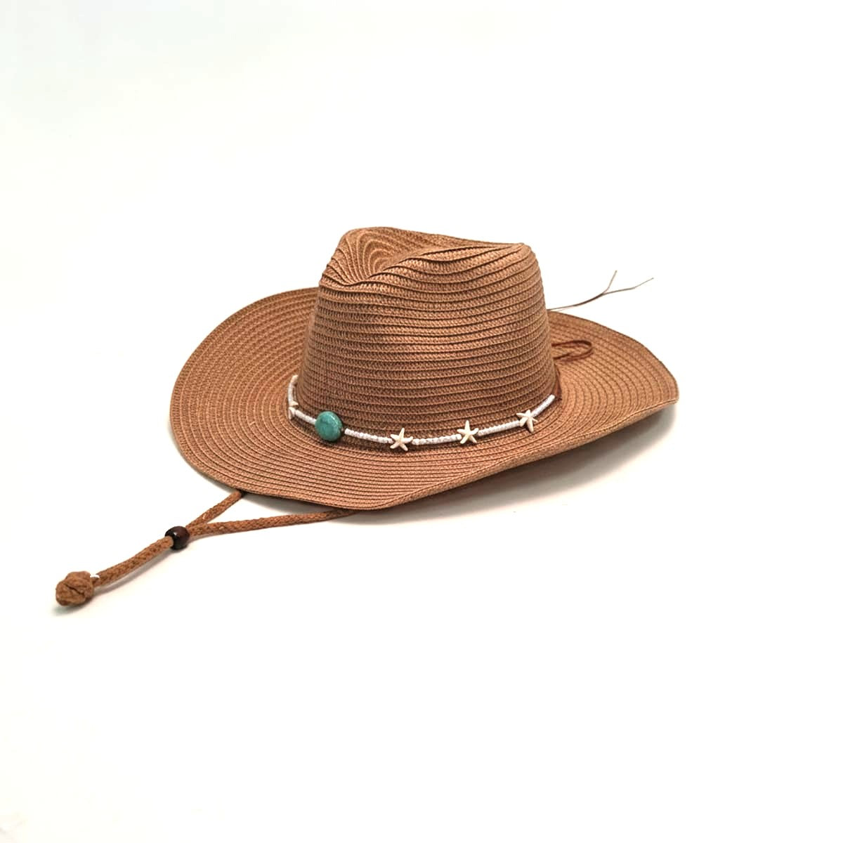 Cappello donna cowboy paglia con stelle marine - Marrone