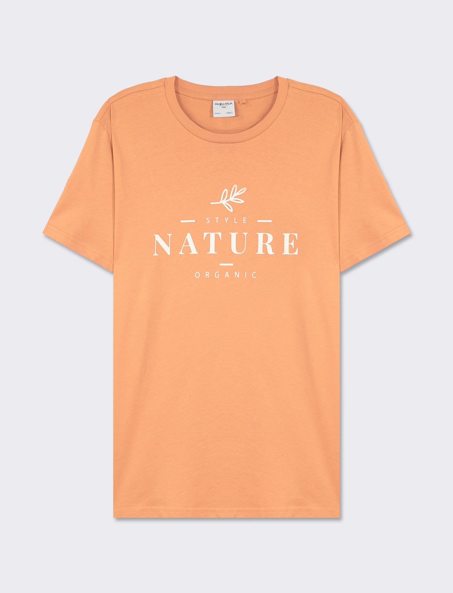 T-shirt girocollo con stampa a contrasto sulle maniche regular fit - Rosa salmone