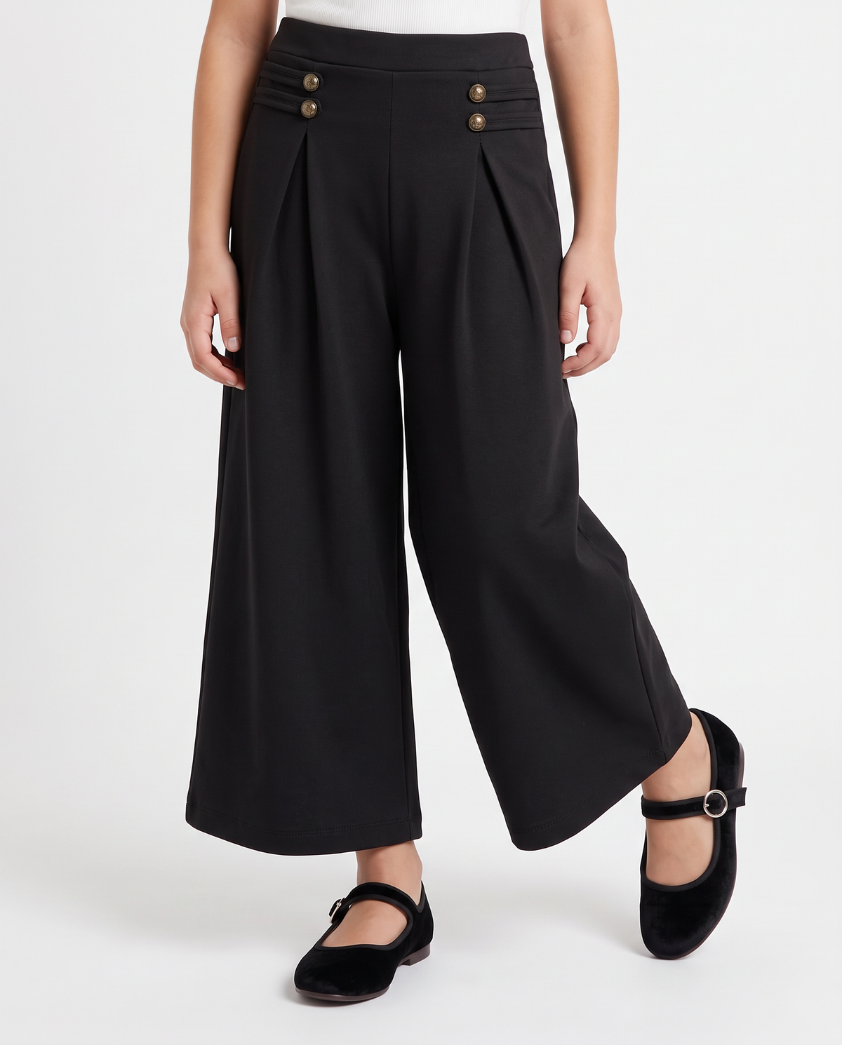 Pantaloni wide leg in interlock - Nero