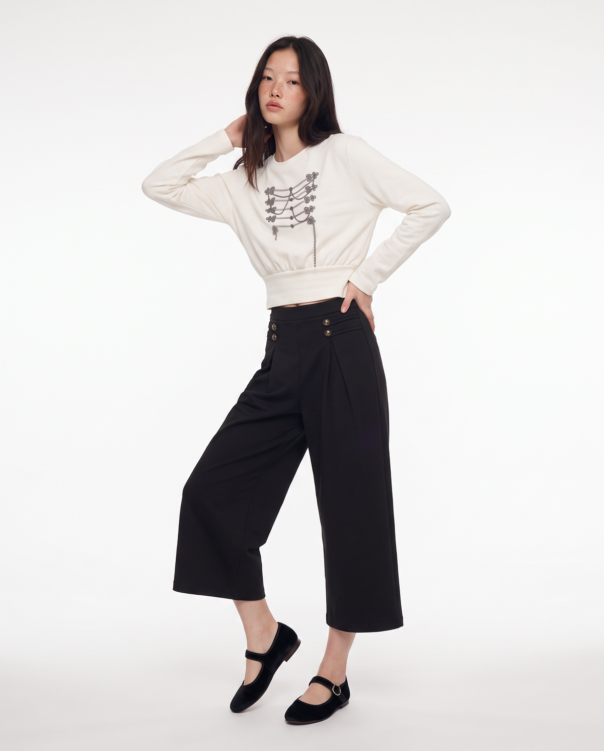 T-shirt with metallic appliqué - White