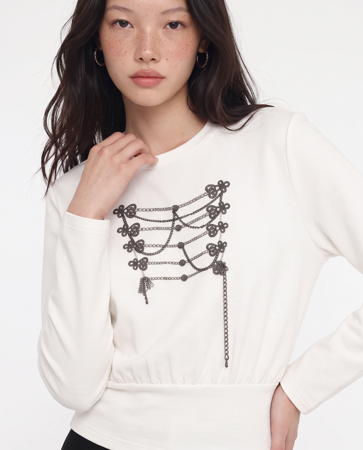 T-shirt with metallic appliqué - White