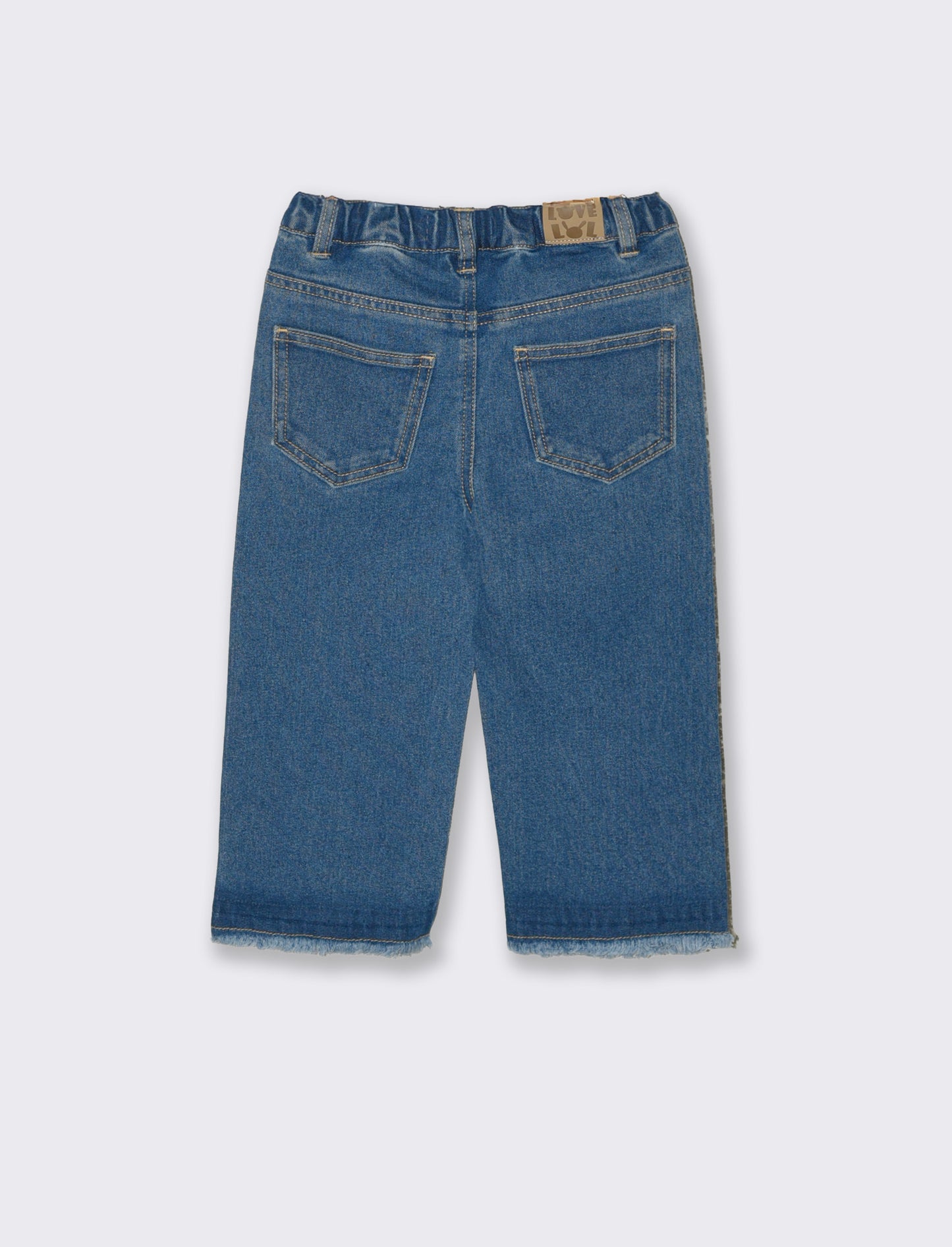 Jeans ampi con tasche e fondo sfrangiato - Denim