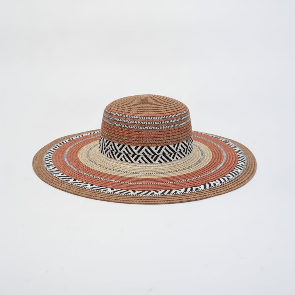 Cappello donna carta a fasce colorate - Arancio