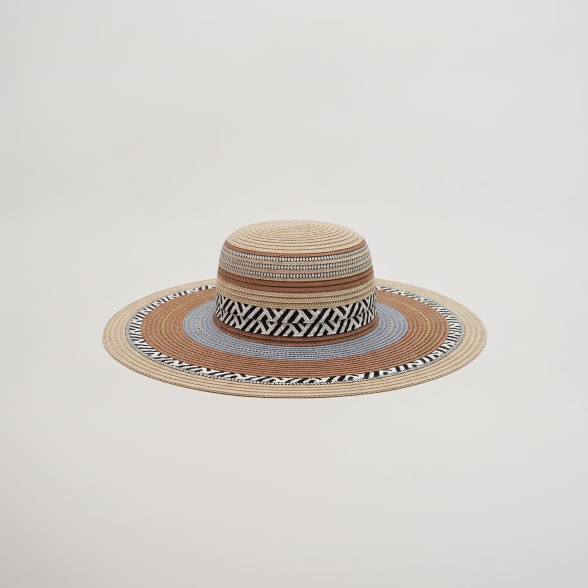 Cappello donna carta a fasce colorate - Azzurro