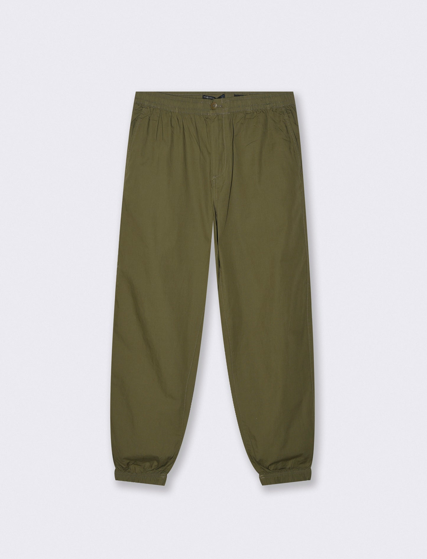 Cotton Jogger Pants with Elastic Waistband - Green