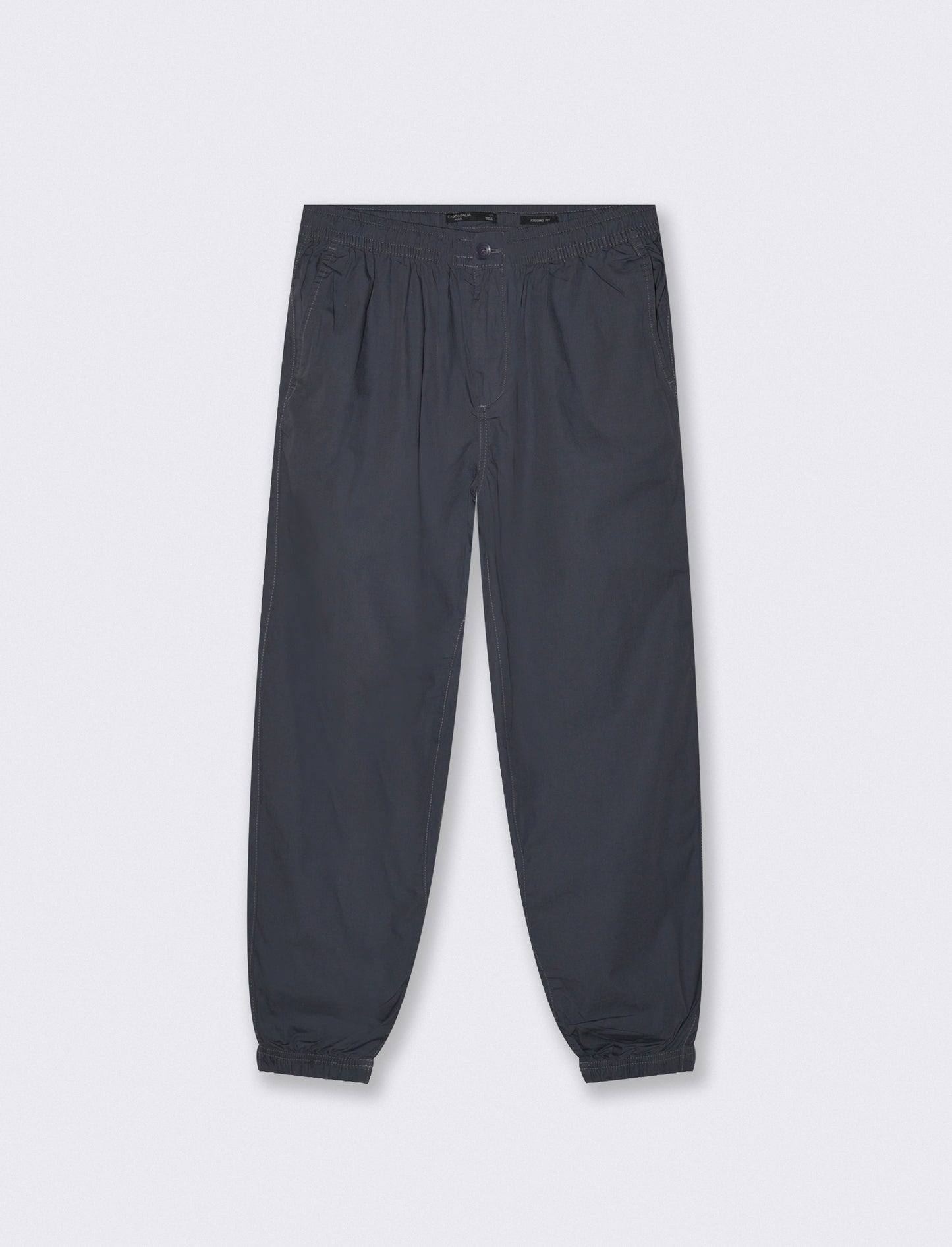 Cotton Jogger Pants with Elastic Waistband - Blue