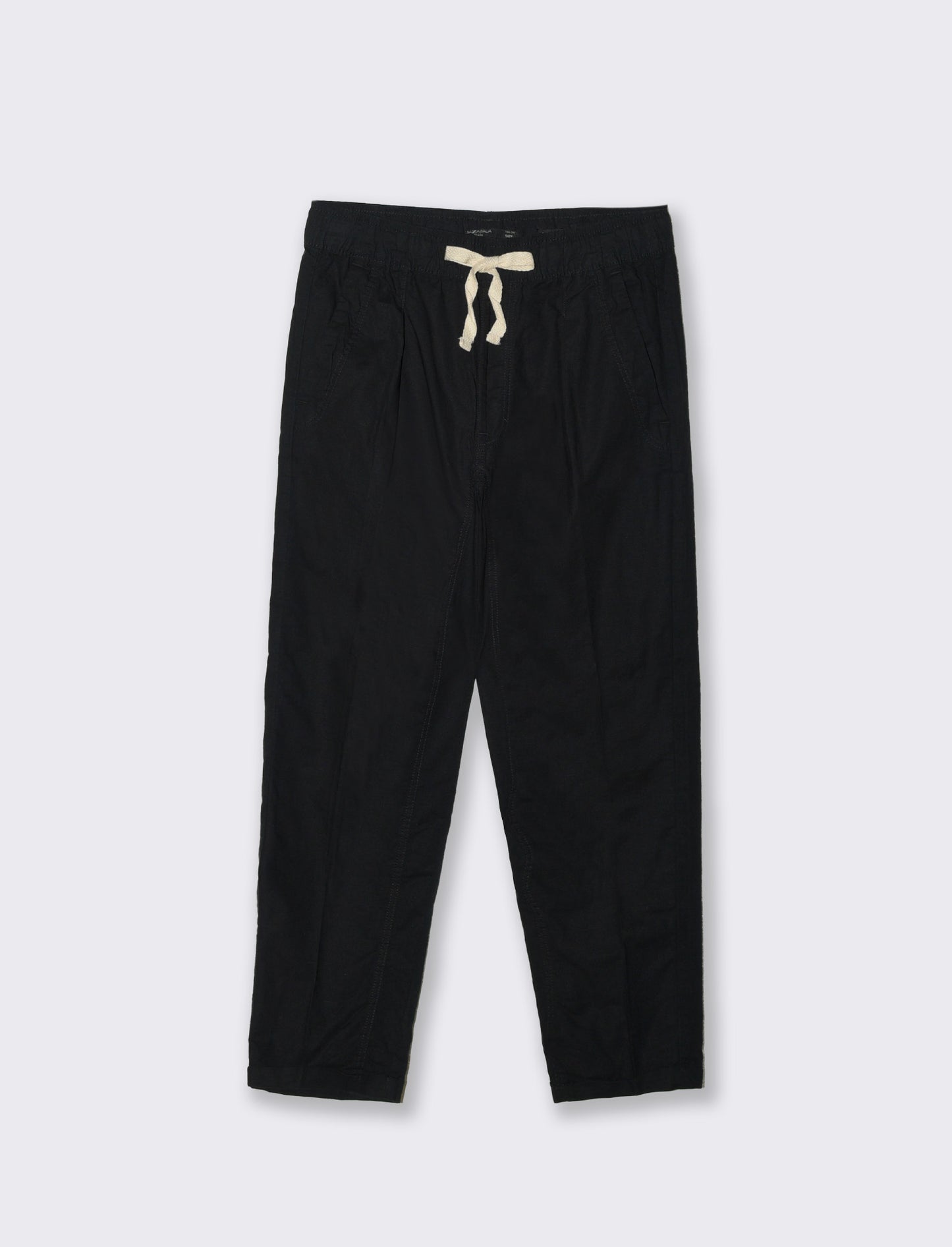 Pantaloni jogger in misto lino con tasche - Nero