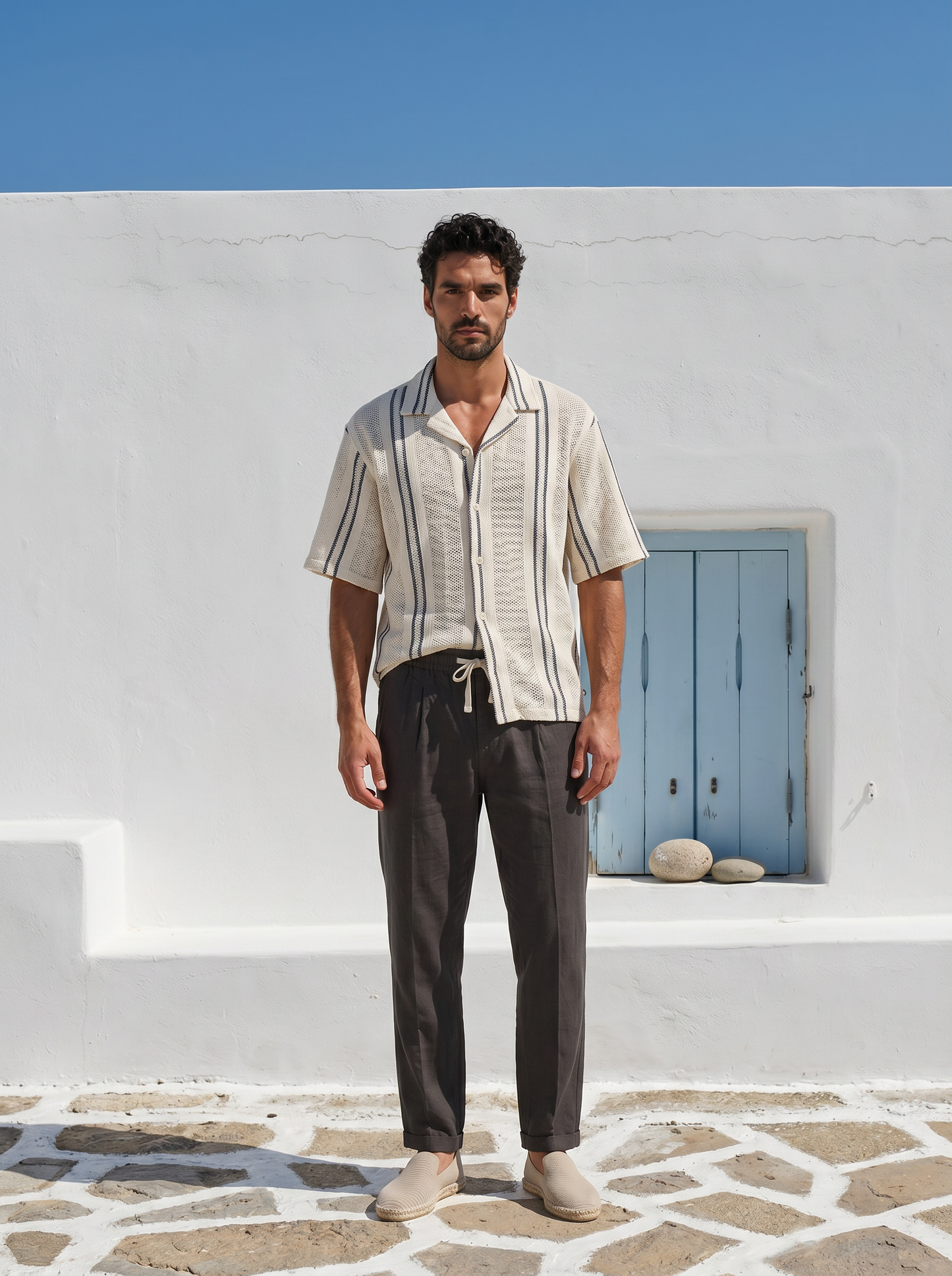 Linen blend jogger pants with pockets - Brown