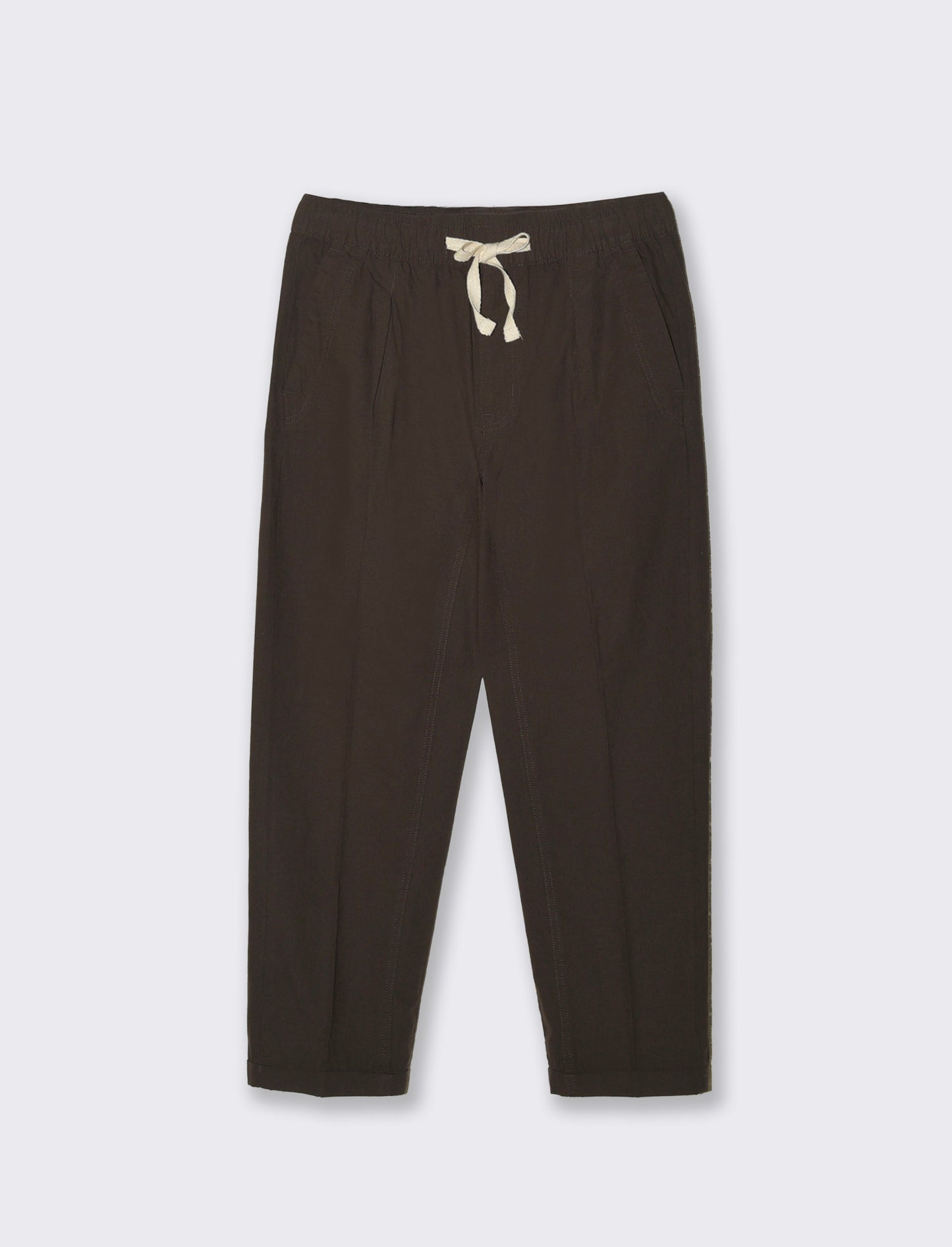 Linen blend jogger pants with pockets - Brown