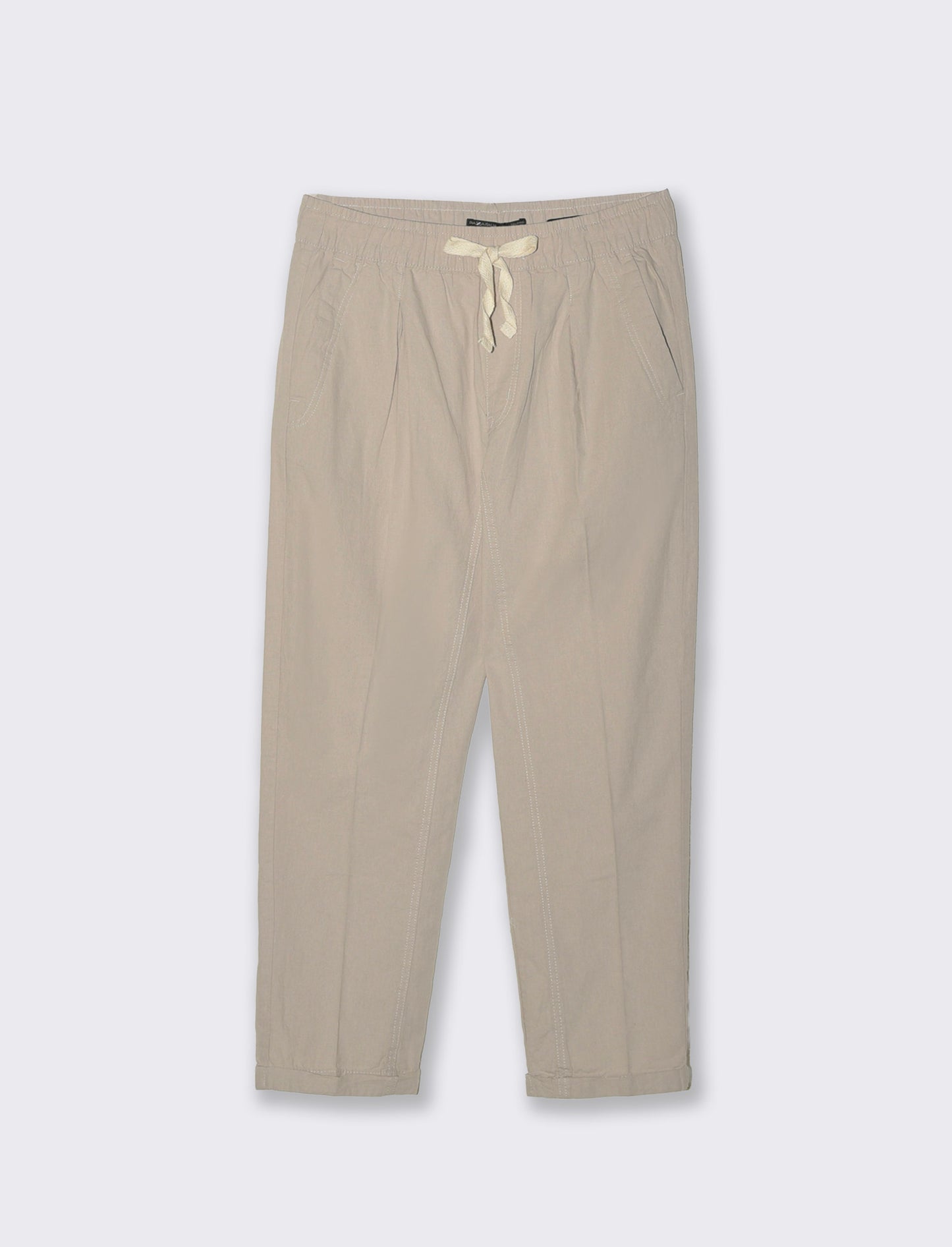 Pantaloni jogger in misto lino con tasche - Sabbia