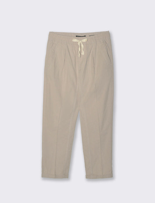 Pantaloni jogger in misto lino con tasche - Sabbia