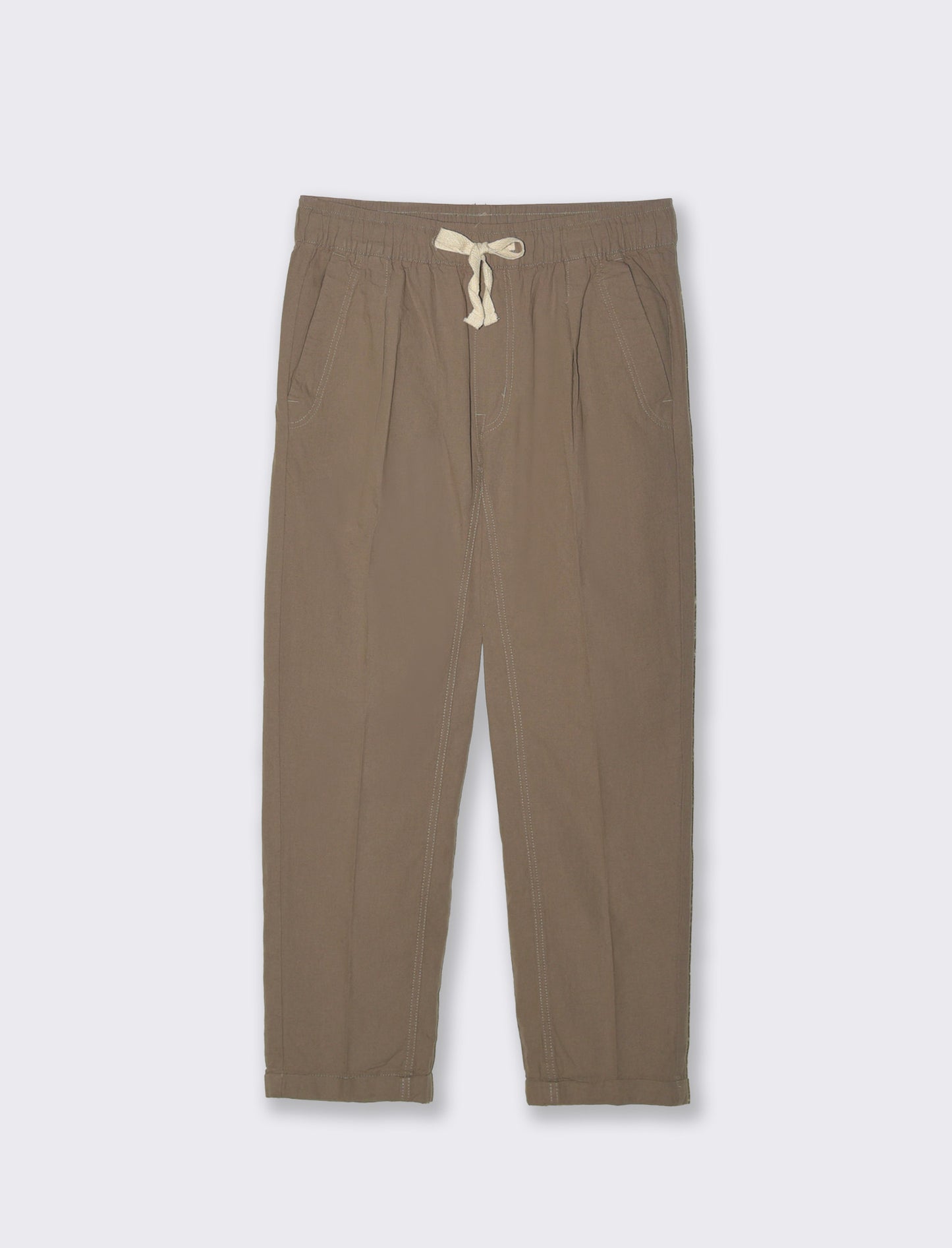 Pantaloni jogger in misto lino con tasche - Verde kaki
