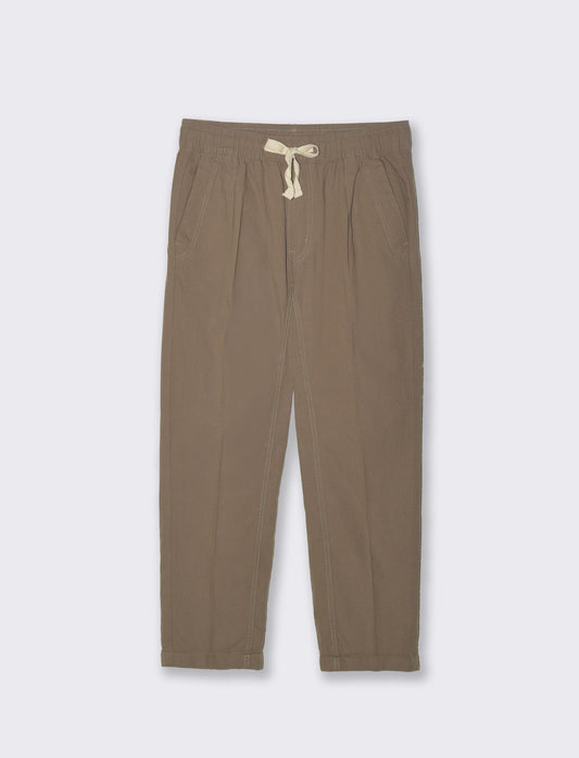 Pantaloni jogger in misto lino con tasche - Verde kaki
