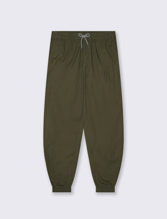 Pantaloni Jogger in Cotone con Laccio - Verde militare