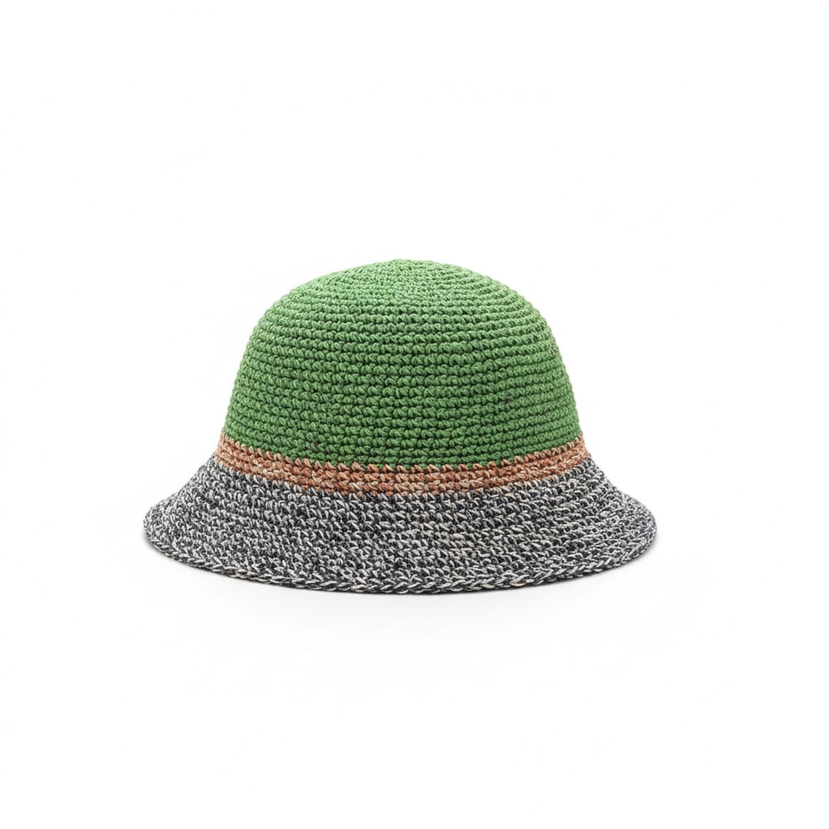 Cappello uomo pescatore crochet bicolor riga - Verde