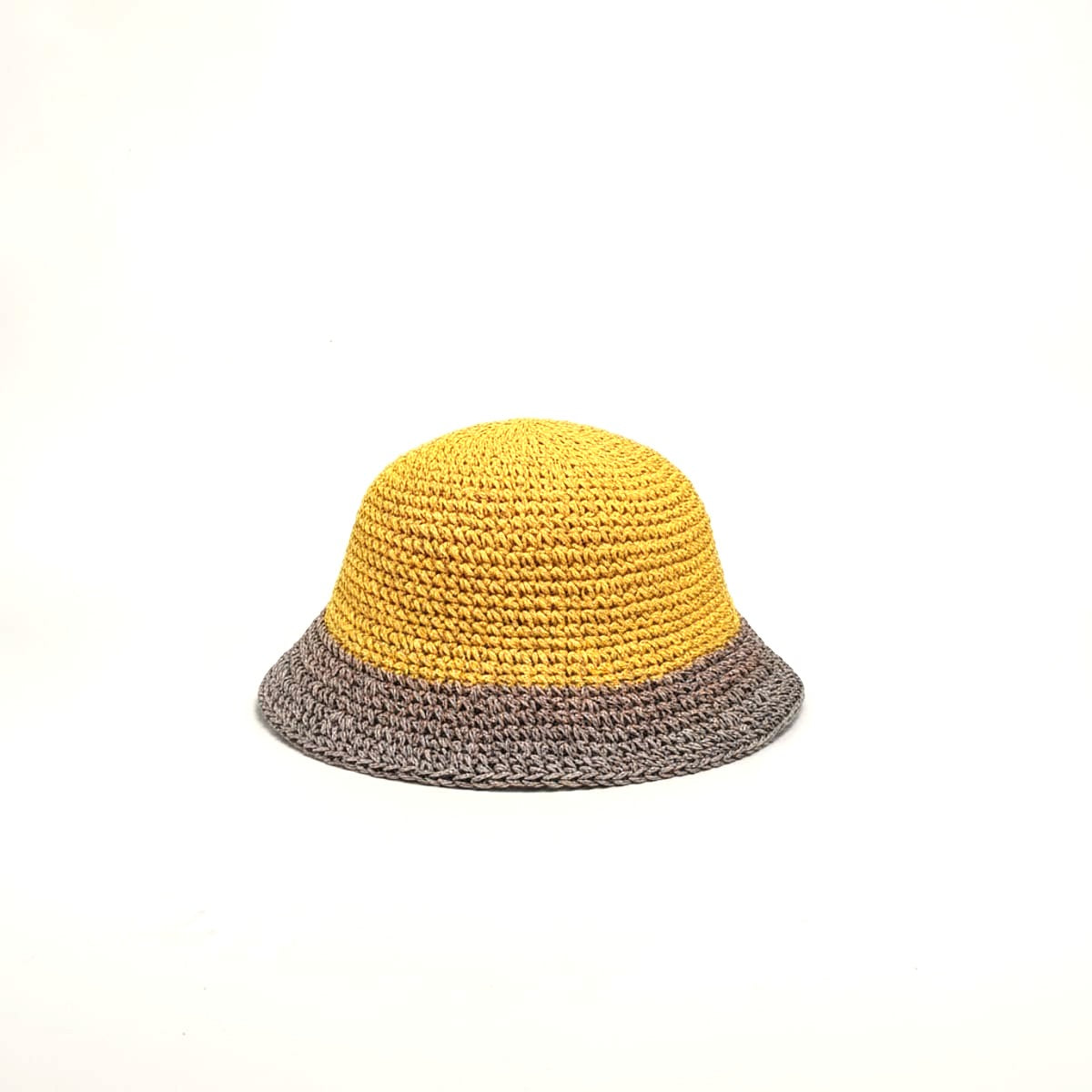 Cappello uomo pescatore crochet bicolor riga - Giallo