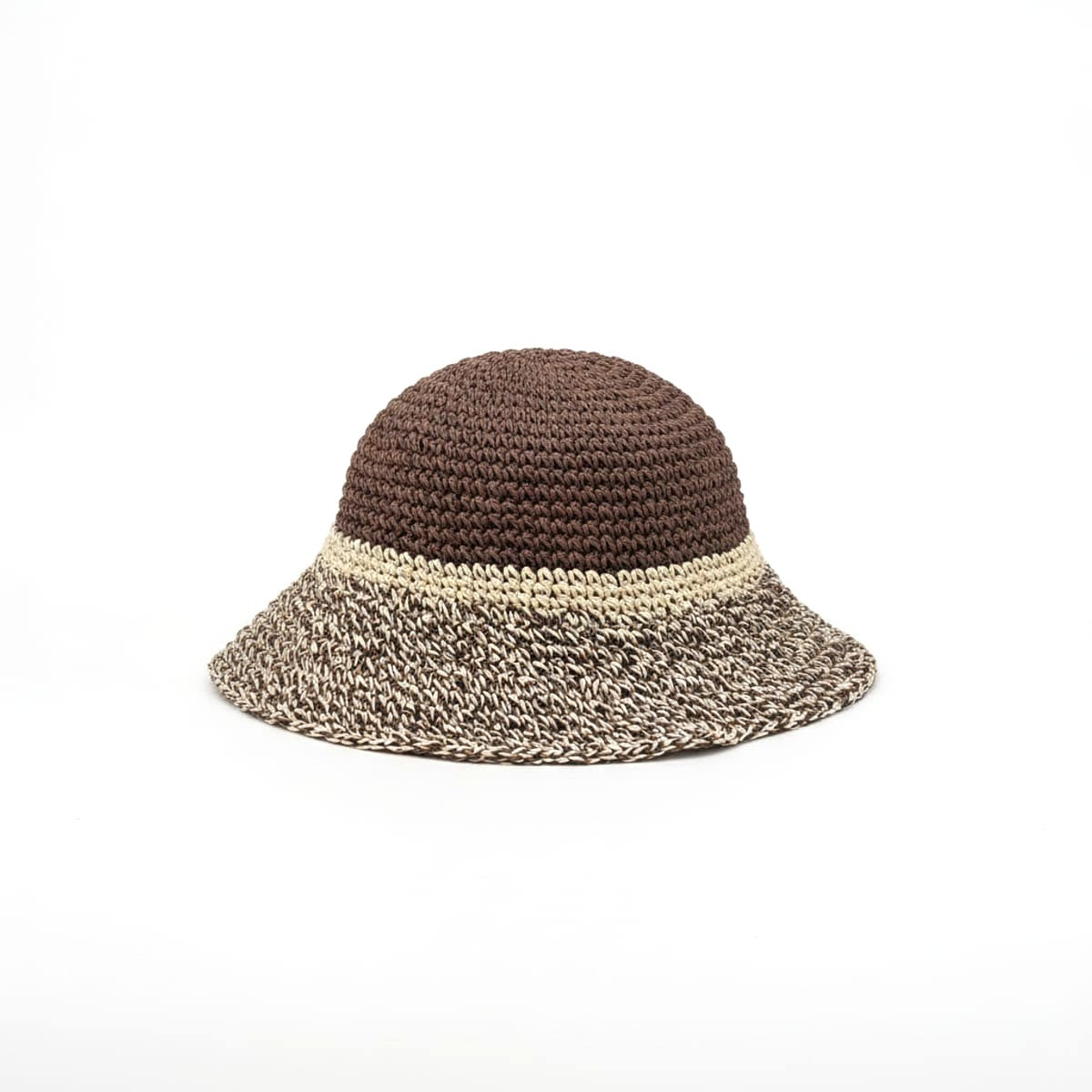 Cappello uomo pescatore crochet bicolor riga - Moro