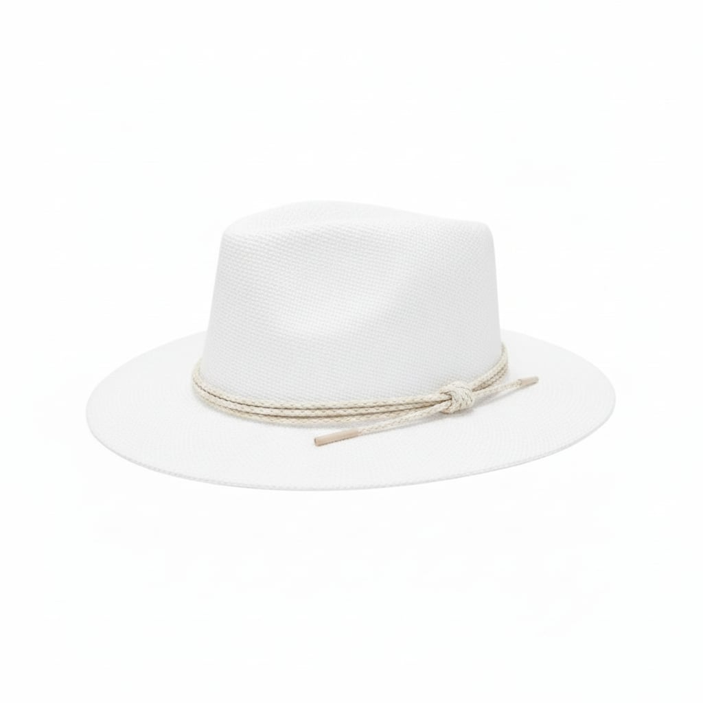 Cappello uomo falda larga paglia con cordoncino - Bianco sporco