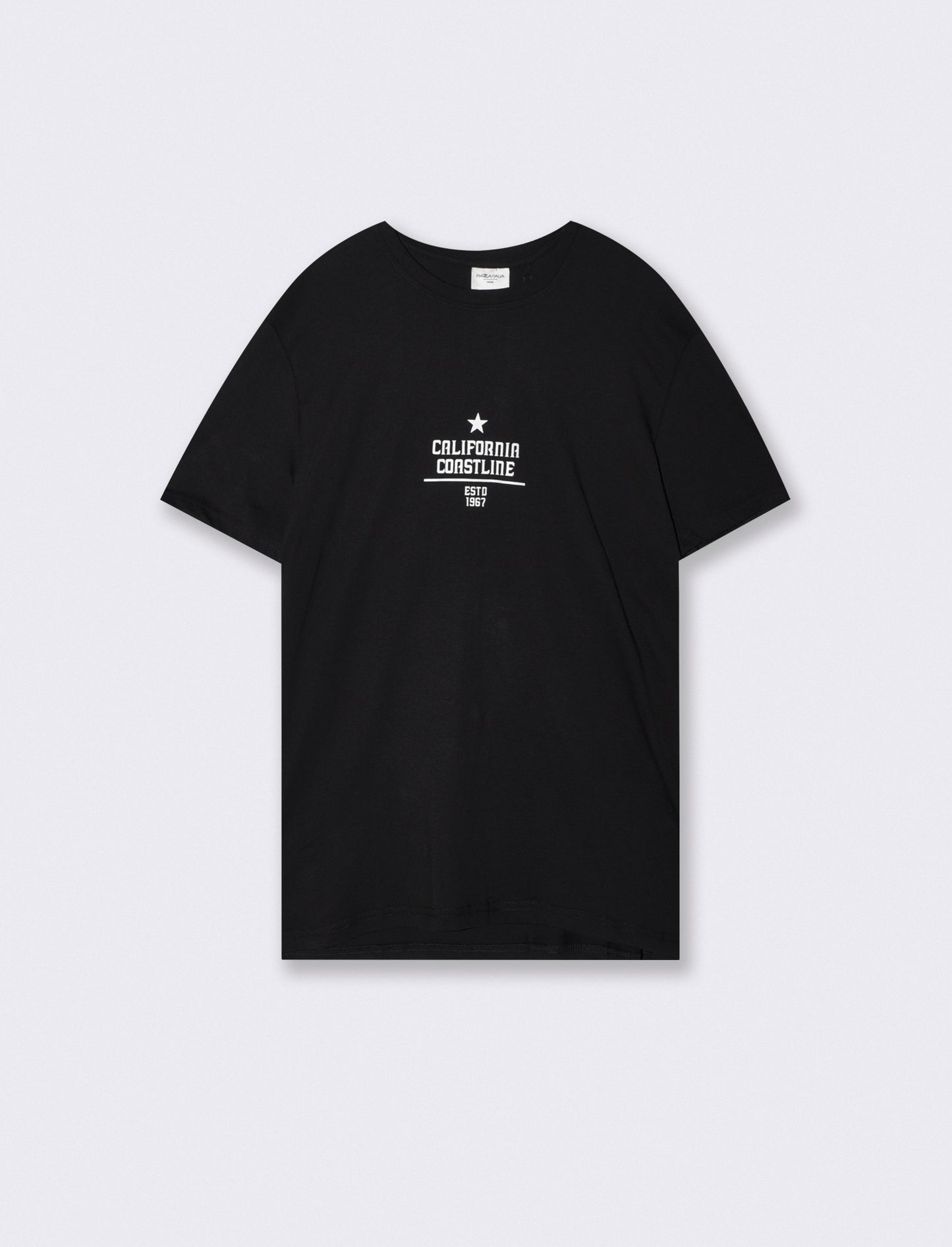 T-shirt cotone con stampa a contrasto - Nero