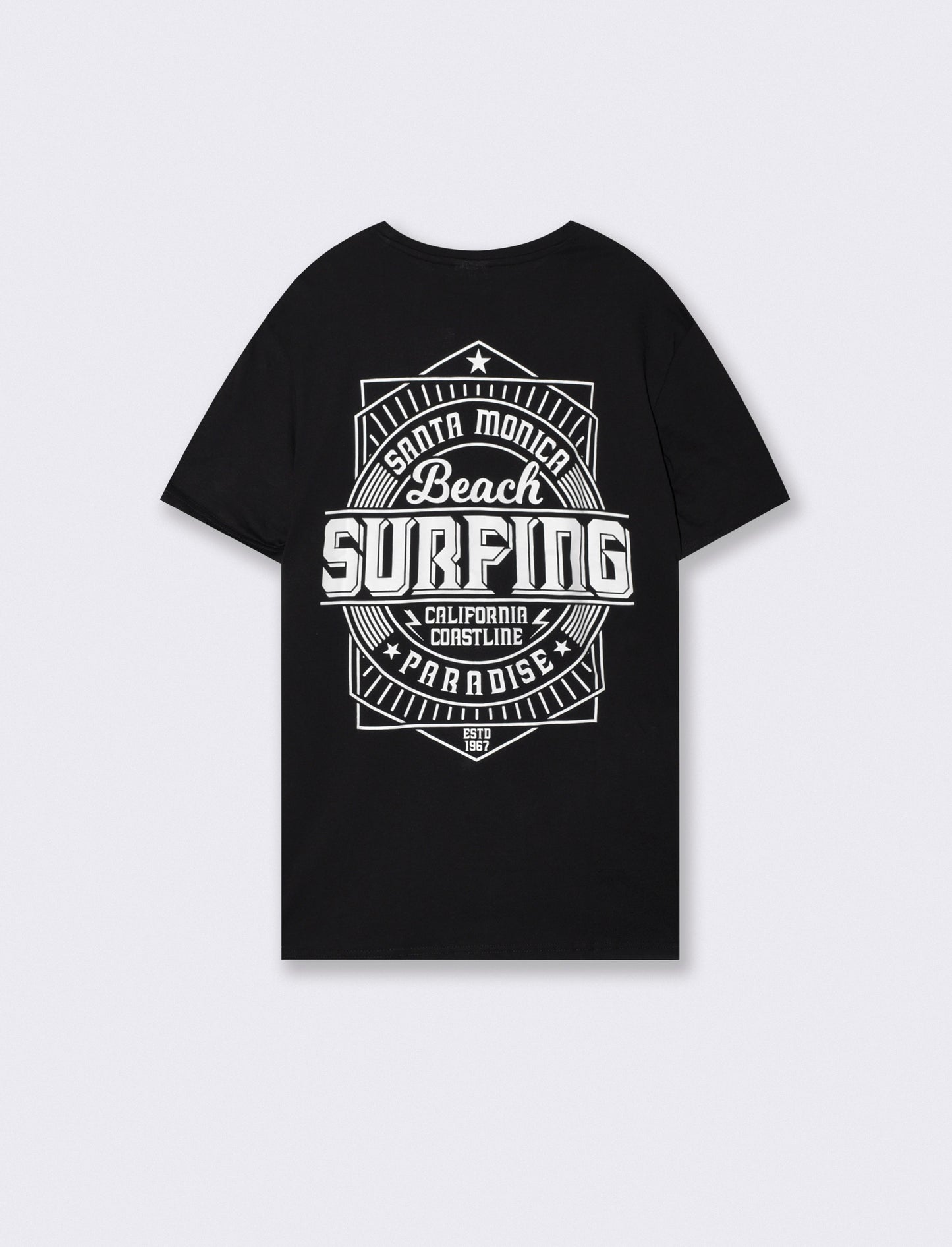 T-shirt cotone con stampa a contrasto - Nero
