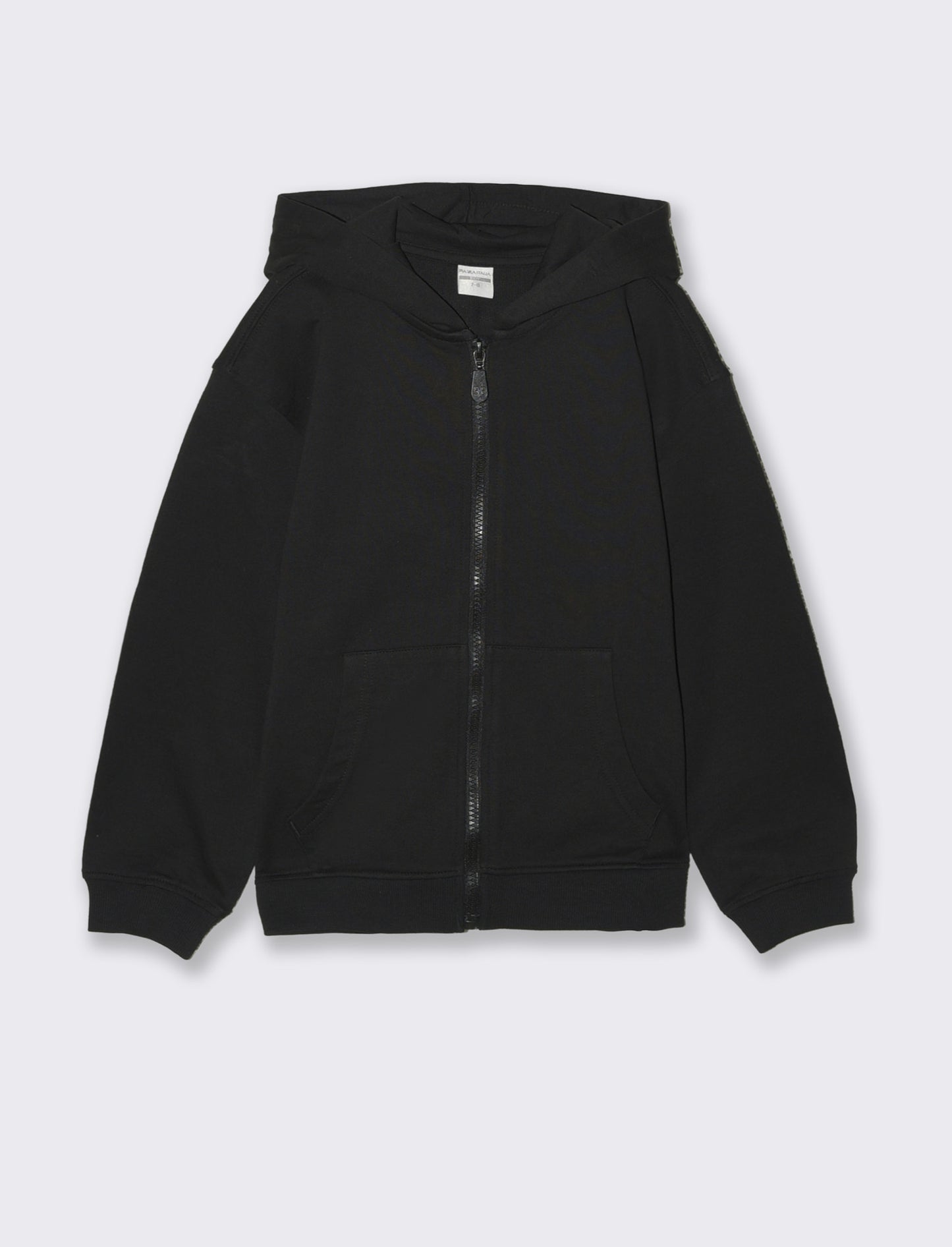 Felpa girocollo con zip e cappuccio - Nero