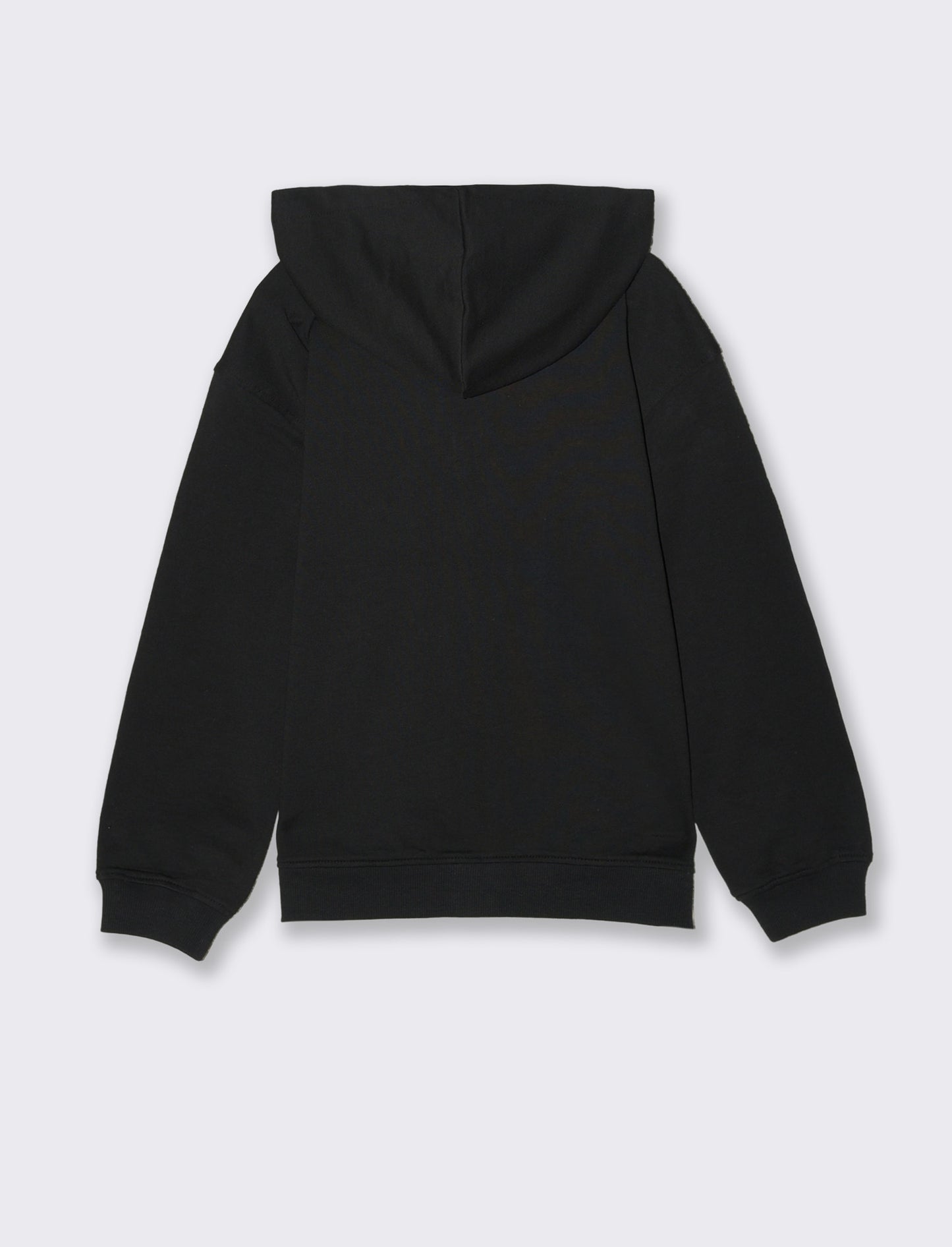 Felpa girocollo con zip e cappuccio - Nero