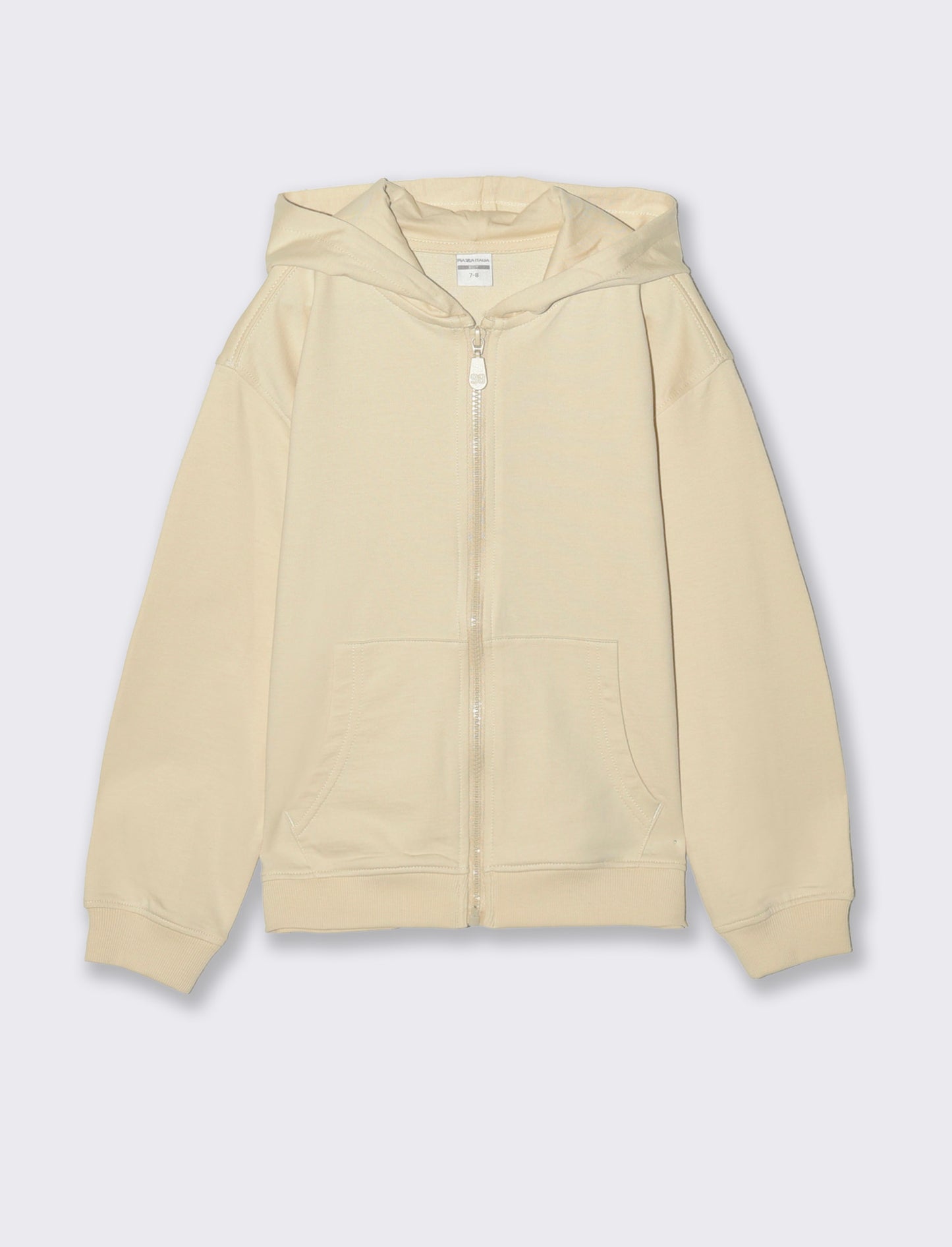 Crewneck sweatshirt with zip and hood - Beige
