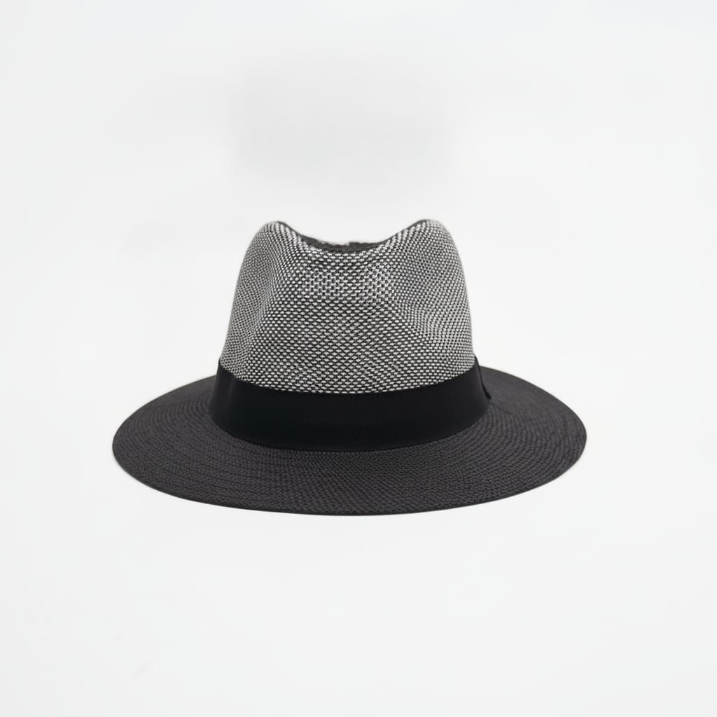 Cappello uomo paglia bicolor con fascia - Nero