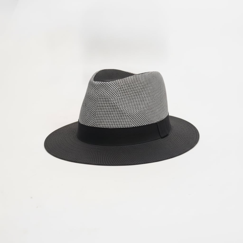 Cappello uomo paglia bicolor con fascia - Nero