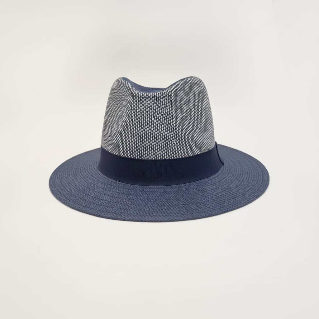 Cappello uomo paglia bicolor con fascia - Blu