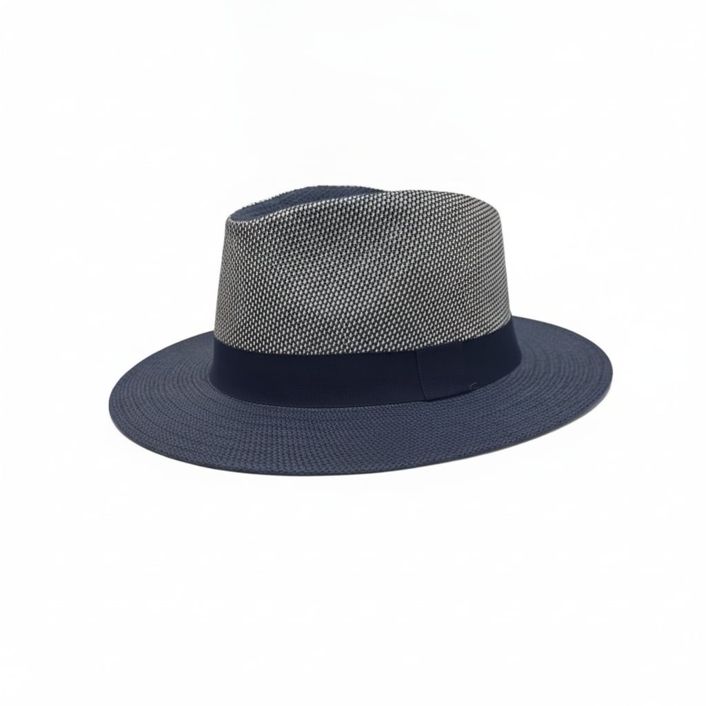Cappello uomo paglia bicolor con fascia - Blu