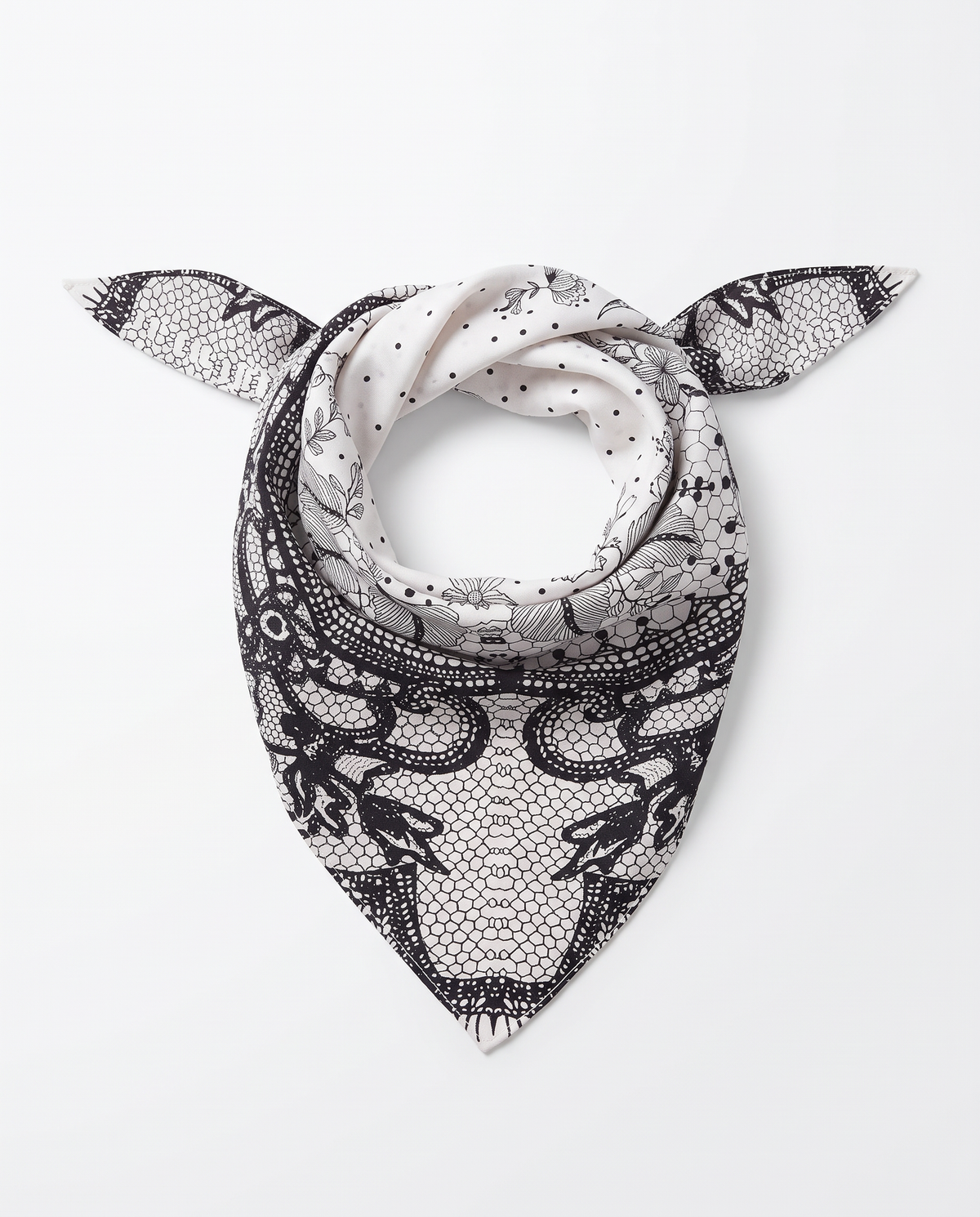 Foulard donna triangolo double face stampato - Nero